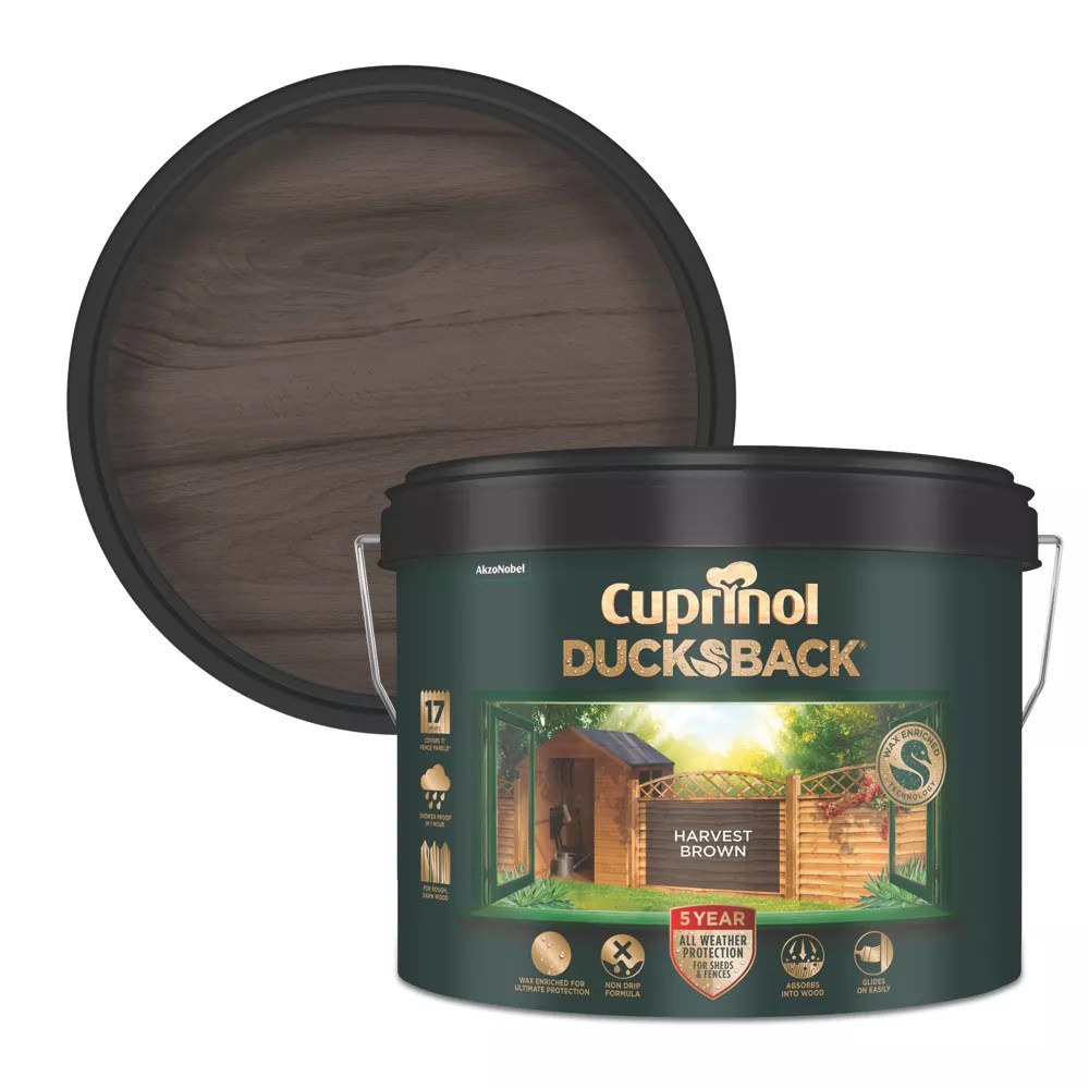Cuprinol Ducksback Shed & Fence Paint Harvest Brown 9Ltr Screwfix