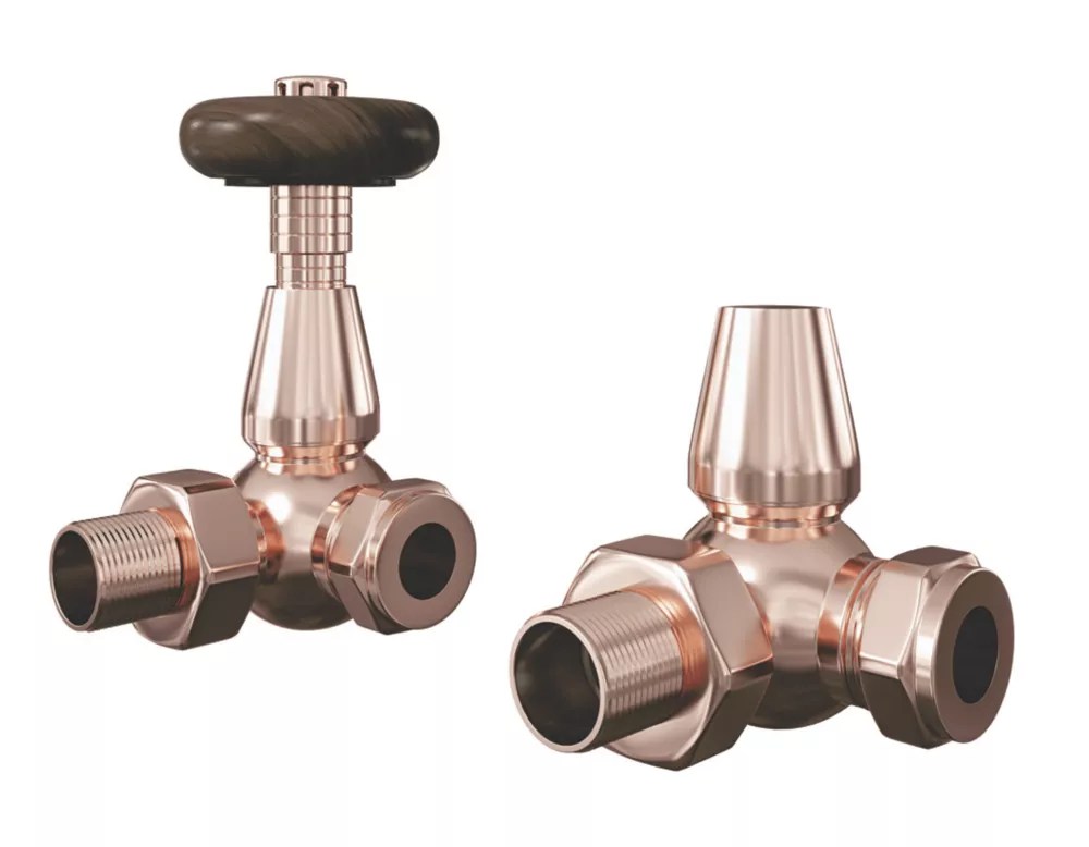 ETAL Harrow Wood Corner Thermostatic TRV & Lockshield 15mm x 1/2