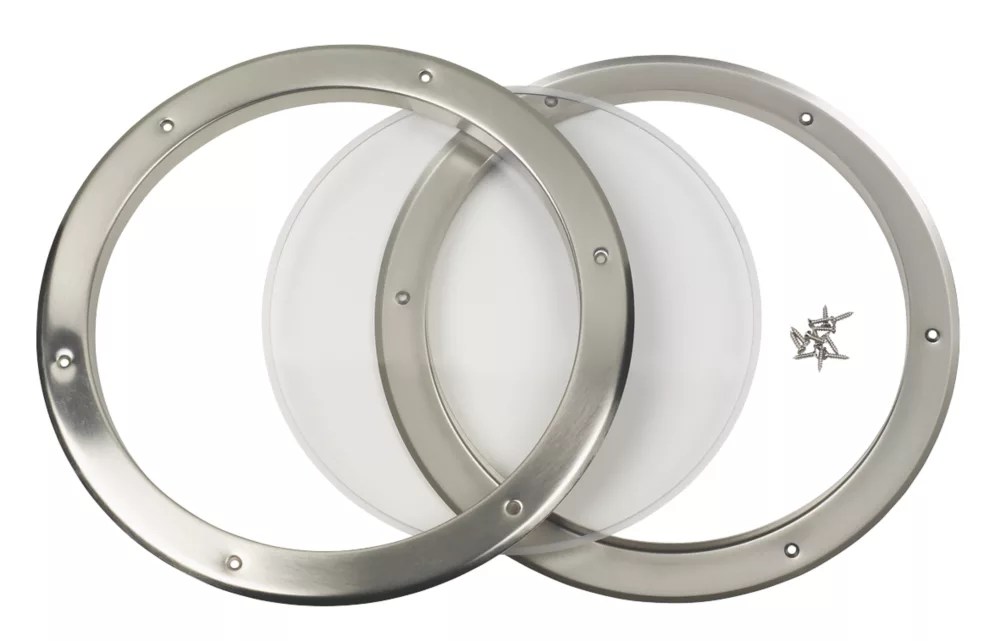 Mottez Round Porthole Vision Panel 390mm Brushed & Polished Steel Screwfix