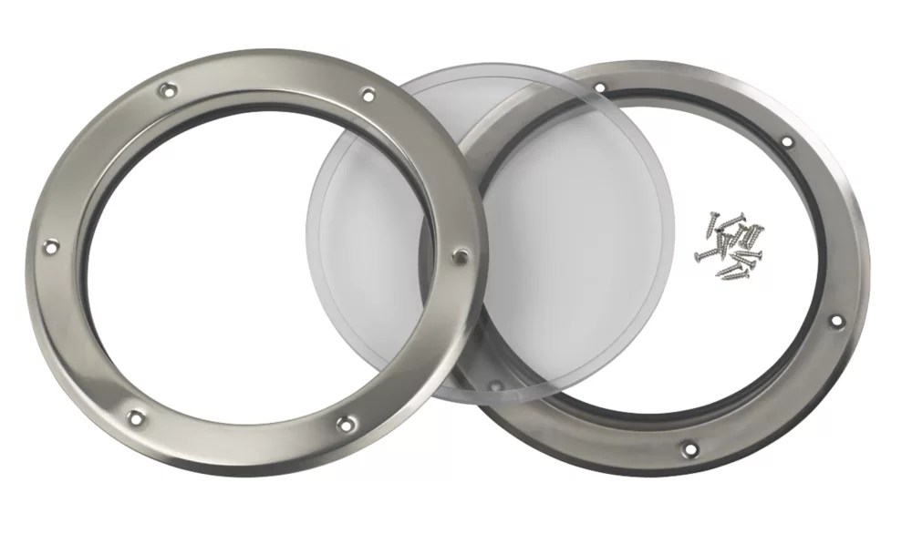 Mottez Round Porthole Vision Panel 260mm Brushed & Polished Steel Screwfix