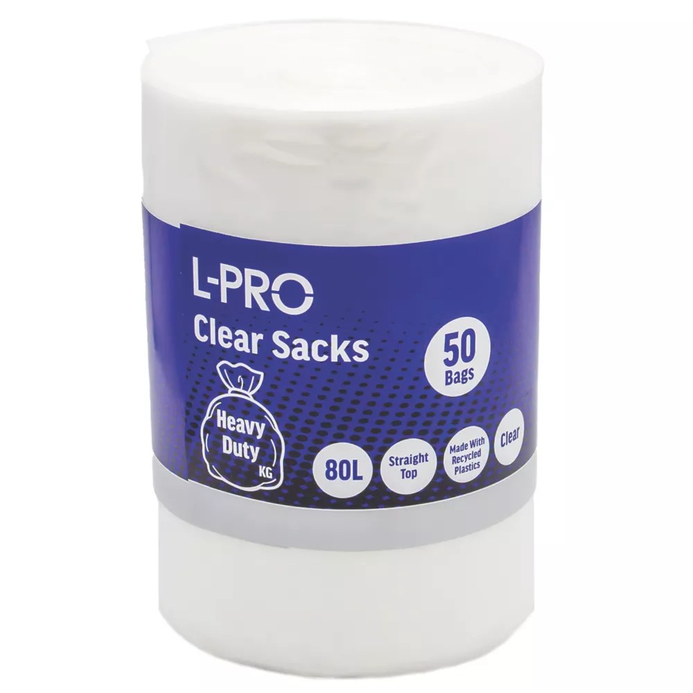 LPRO Clear Bin Liners 80Ltr 50 Pack Screwfix