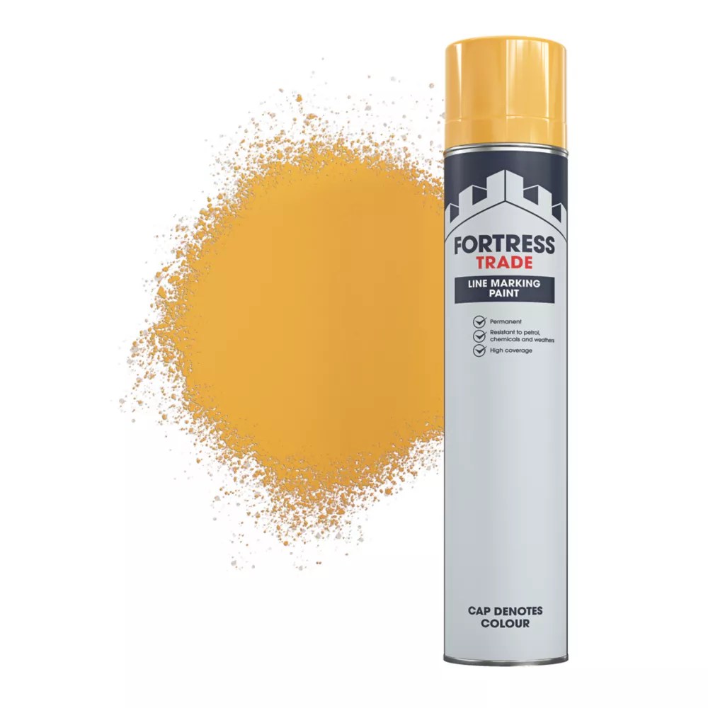 Fortress Trade 750ml Yellow Matt Line Marking Spray Paint Screwfix