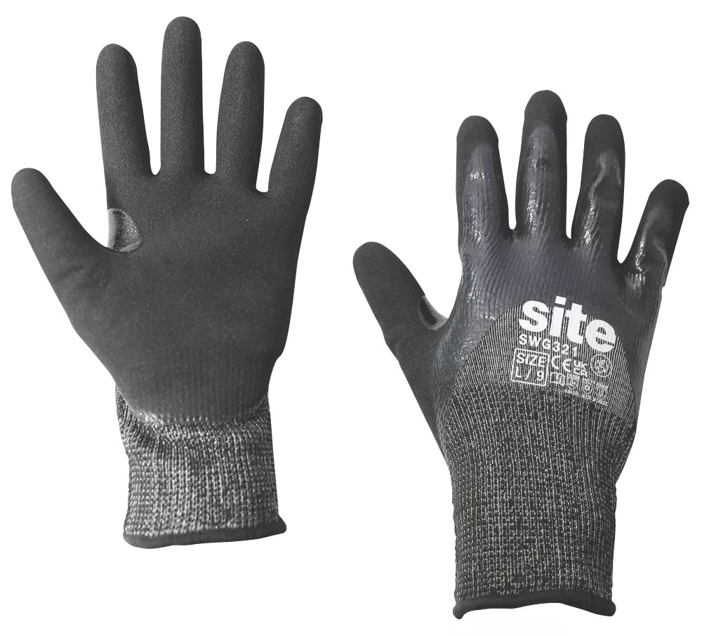 Site Thermal Cut Resistant Gloves Grey/Black Large Screwfix