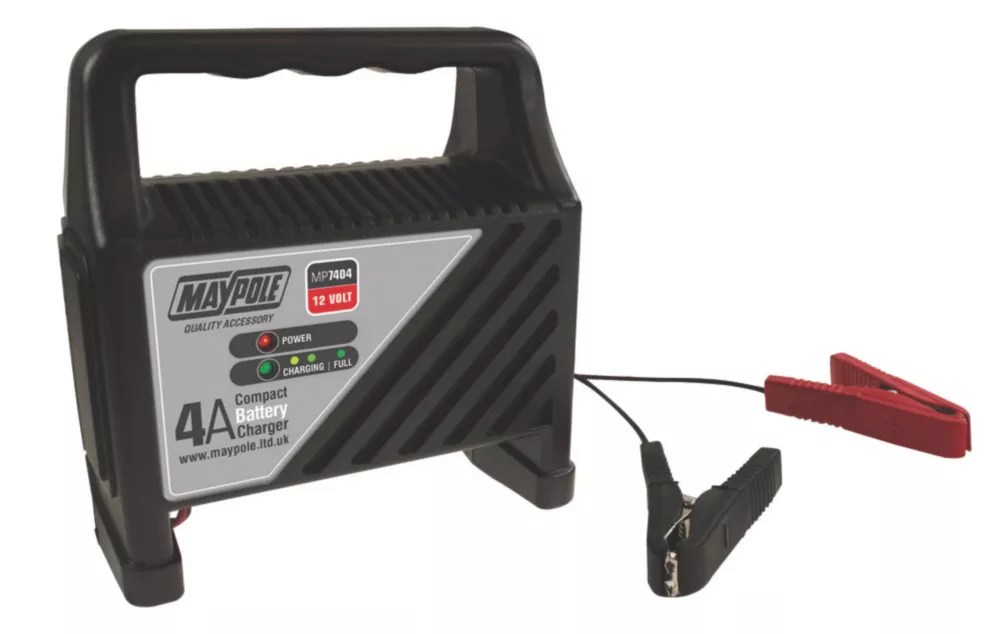 Maypole MP7404 4A Automatic Compact Battery Charger 12V Screwfix