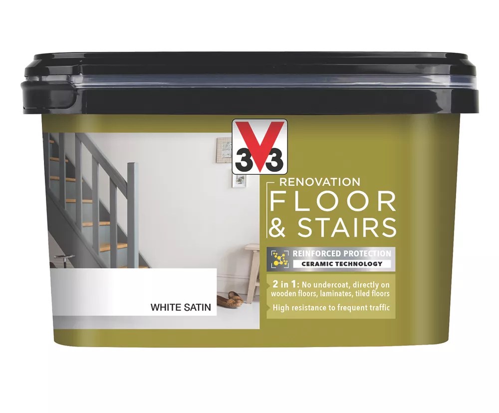 V33 2Ltr White Satin Acrylic Floor Paint Screwfix