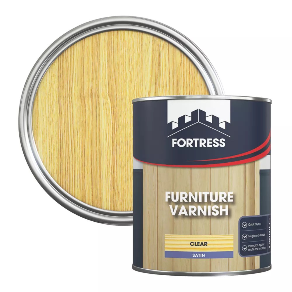 Fortress 750ml Clear Satin WaterBased Interior Furniture Varnish