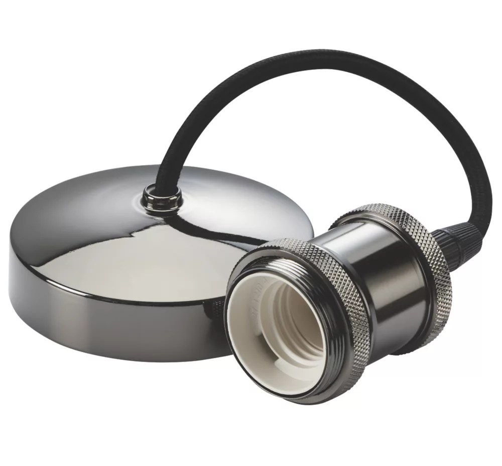 Knightsbridge Vintage 6" Pendant Set Light Fitting E27 Black Nickel 3 1