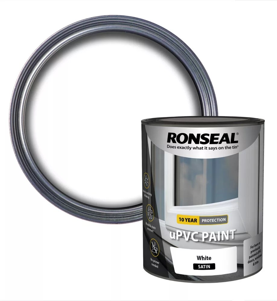 Ronseal 750ml White Satin Self Priming uPVC Paint Screwfix