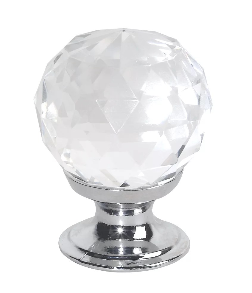 Essentials Modern Knobs Faceted Glass / Polished Chrome 30mm 2
