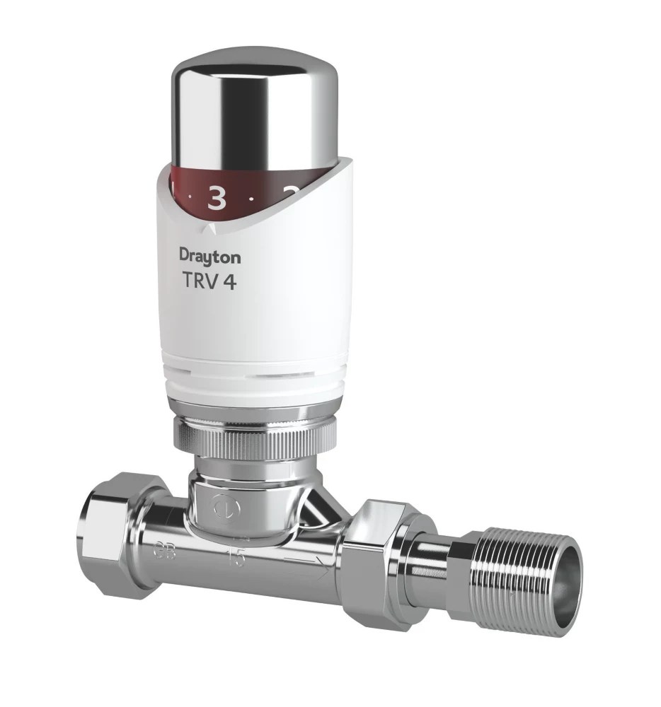 Drayton TRV4 Chrome Straight Thermostatic Radiator Valve with Auto