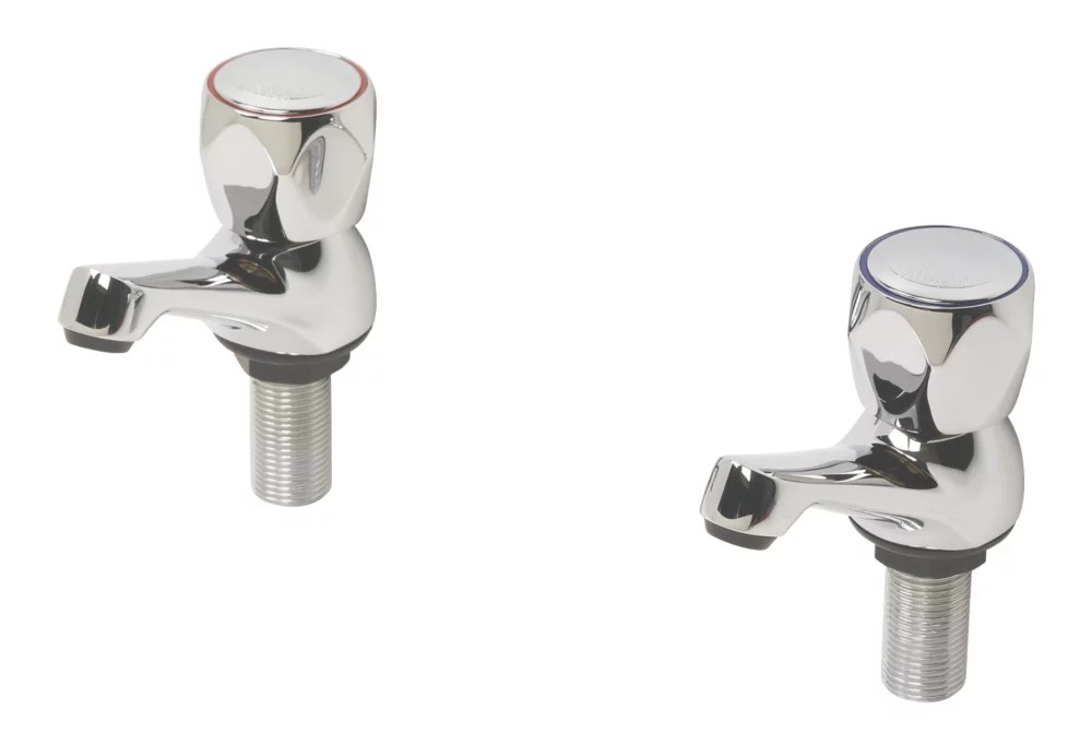 Swirl Contract Metal Head Bathroom Basin Taps Chrome 1 Pair Screwfix