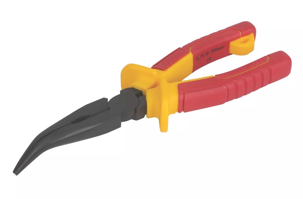 Erbauer VDE Bent Long Nose Pliers 8" (200mm) Screwfix