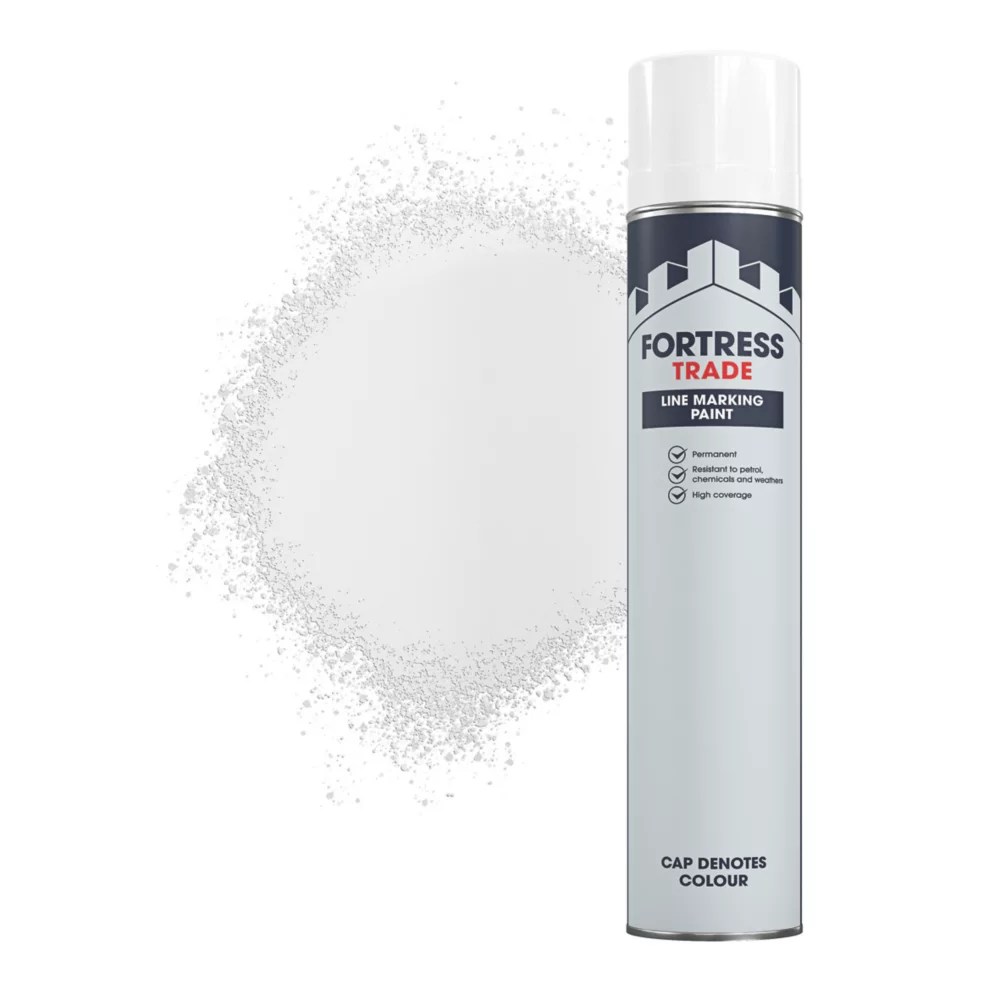Fortress Trade 750ml White Matt Line Marking Spray Paint Screwfix
