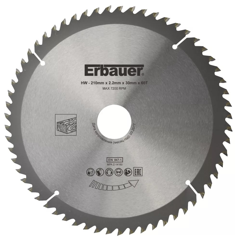 Erbauer Wood Circular Saw Blade 210mm x 30mm 60T Screwfix