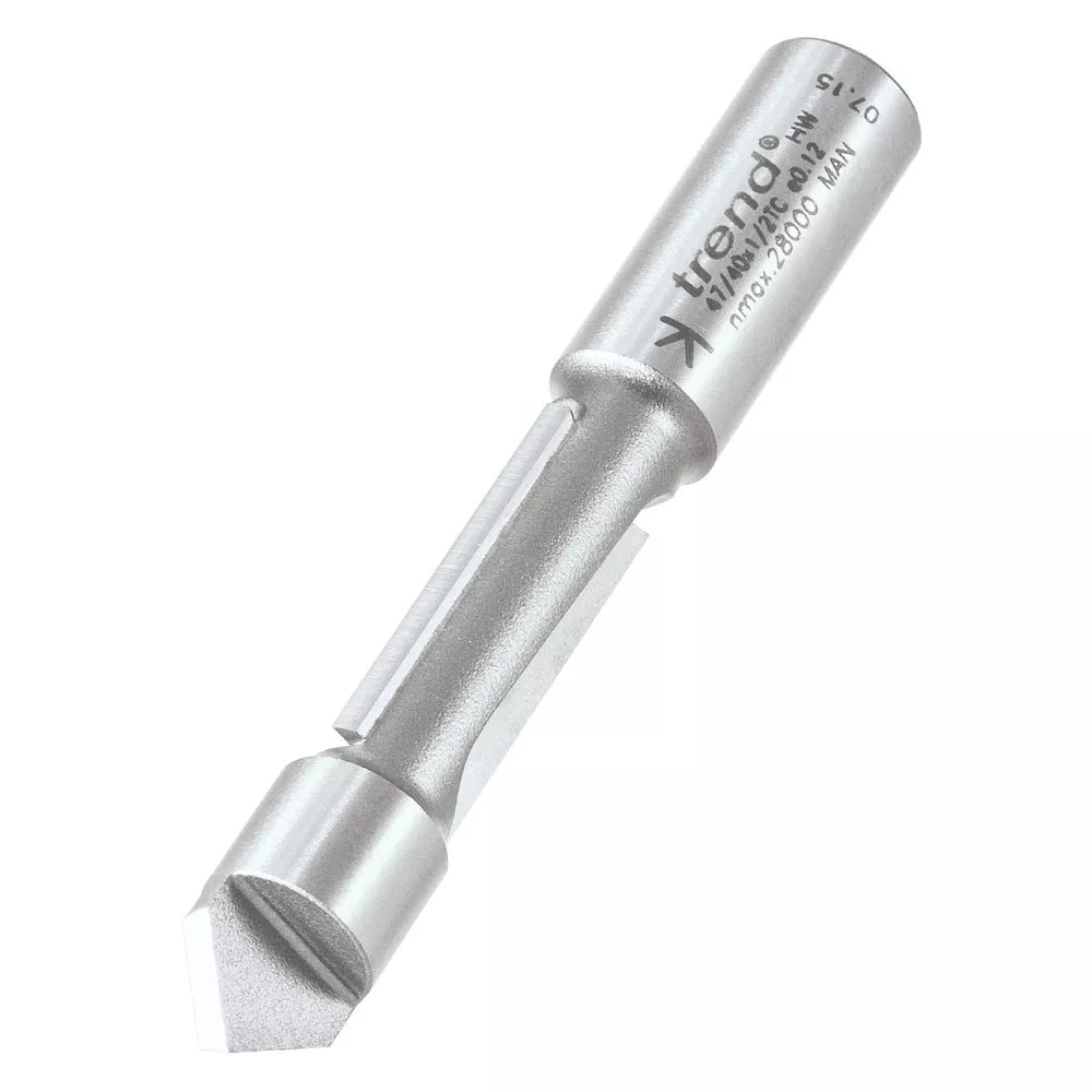 Trend 47/40X1/2TC 1/2" Shank DoubleFlute Straight Router Cutter 12.7mm x 30mm Screwfix