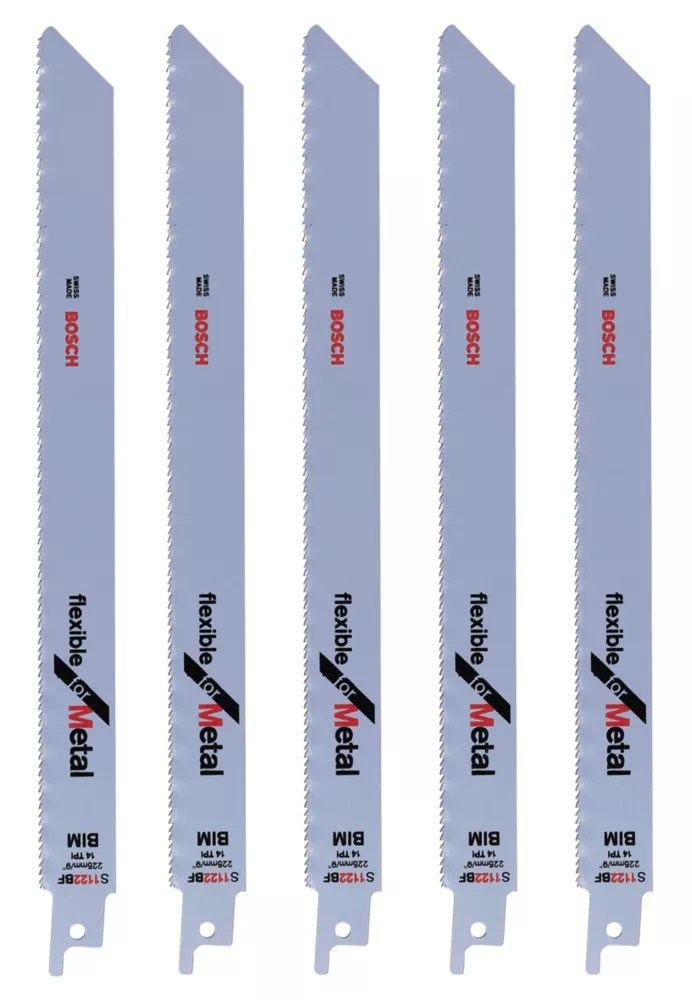 Bosch S1122BF Metal Reciprocating Saw Blades 225mm 5 Pack Screwfix