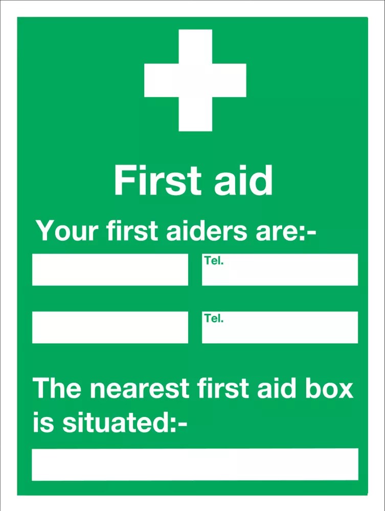 "First Aider" Notice Sign 200mm x 150mm Screwfix