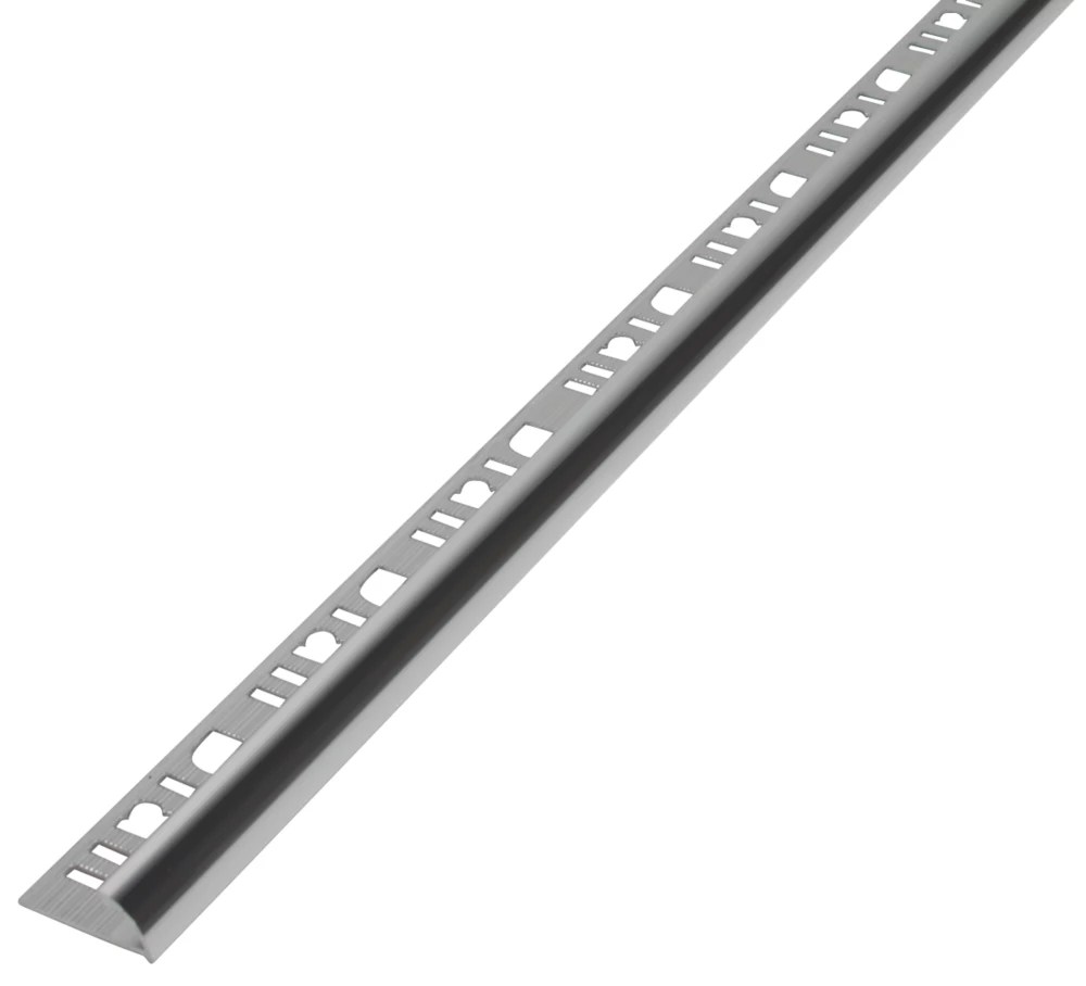 Diall 9mm Round Aluminium Tile Trim Chrome 2.5m Screwfix
