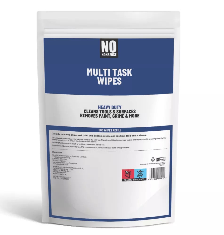 No Nonsense MultiSurface Wipes Refill White 500 Pack Screwfix