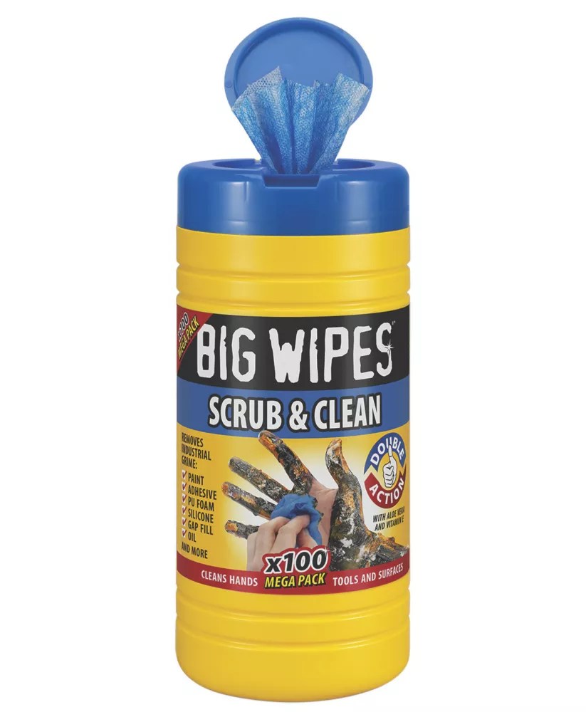 Big Wipes Scrub & Clean Wipes Blue 100 Pack Screwfix