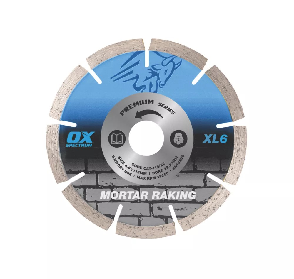 OX Trade XL6 Masonry Mortar Raking Diamond Blade 115mm x 22.23mm Screwfix