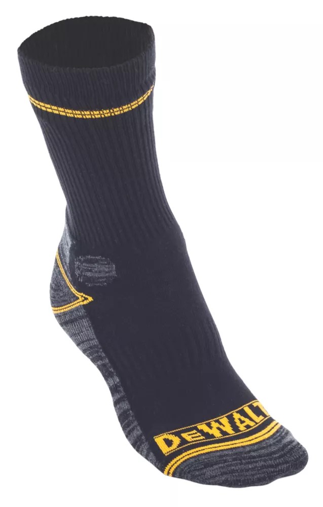 DeWalt Pro Comfort Work Socks Black / Grey / Yellow Size 712 Screwfix
