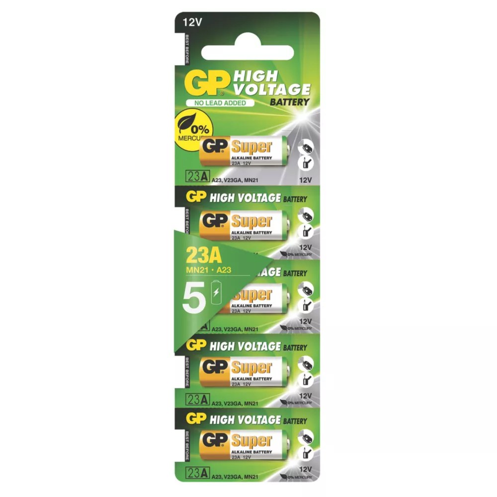 GP Batteries High Voltage 23A Alkaline Batteries 5 Pack Screwfix