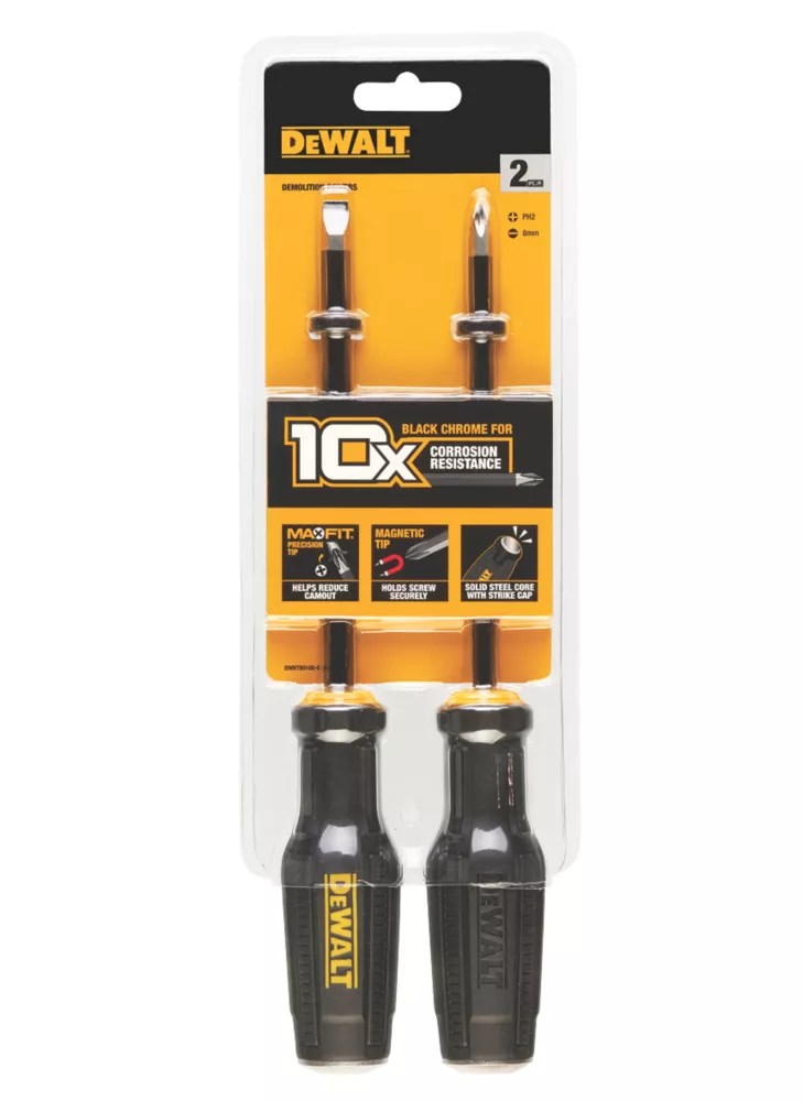DeWalt MaxFit Mixed Chisel Demolition Screwdriver Set 2 Pieces Screwfix