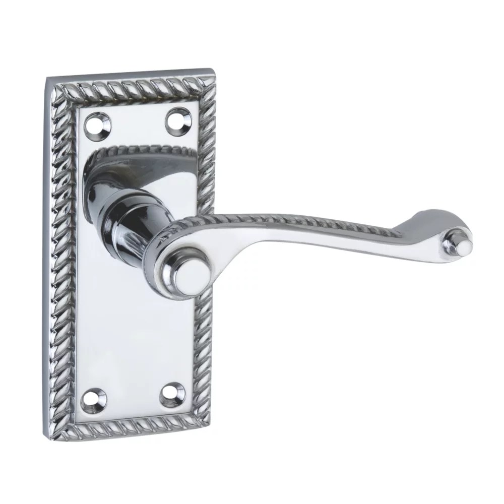 Smith & Locke Fire Rated Latch Door Handles Pair Polished Chrome Screwfix