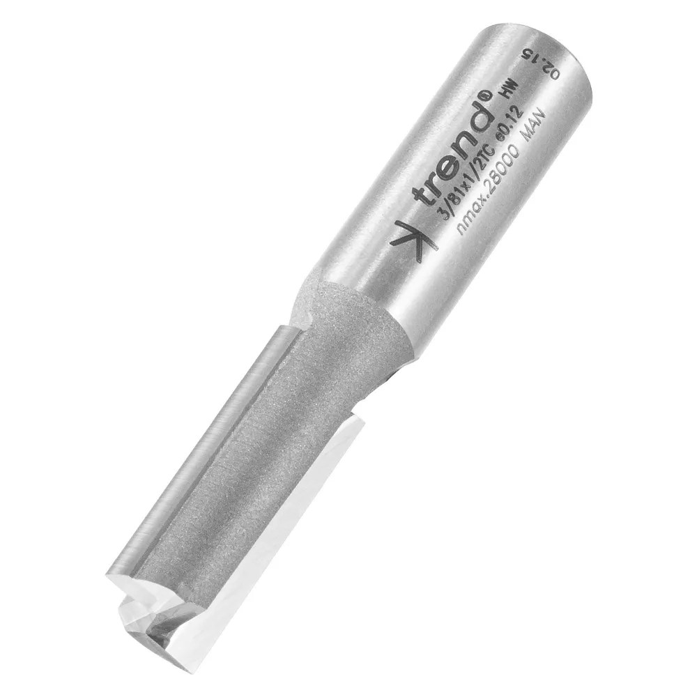 Trend 3/81X1/2TC 1/2" Shank DoubleFlute Straight Router Cutter 12.7mm x 32mm Screwfix