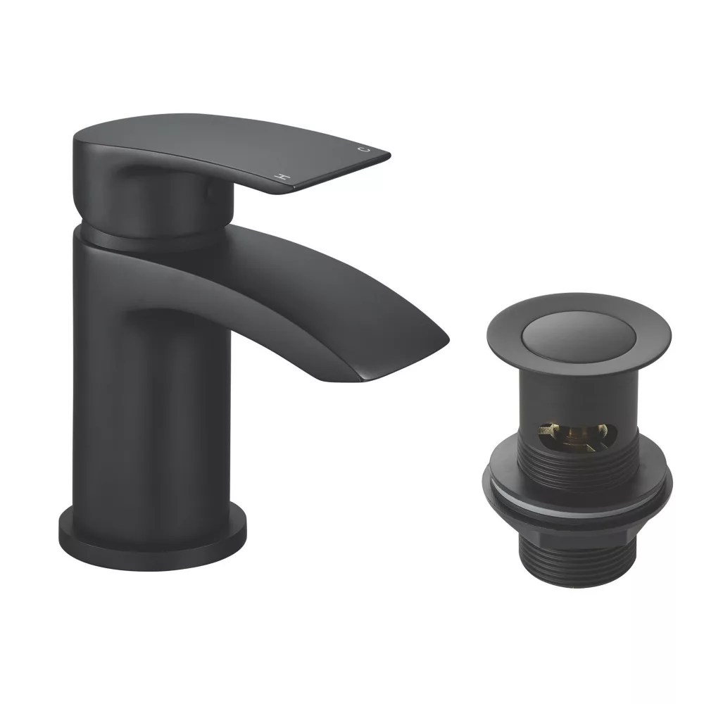 Highlife Bathrooms Coll Mini Basin Mixer Matt Black Screwfix