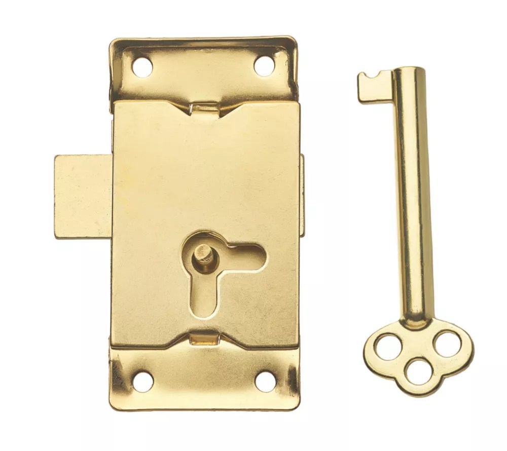 Hardware Solutions Cupboard Door Lock Brass 63mm x 63mm Screwfix