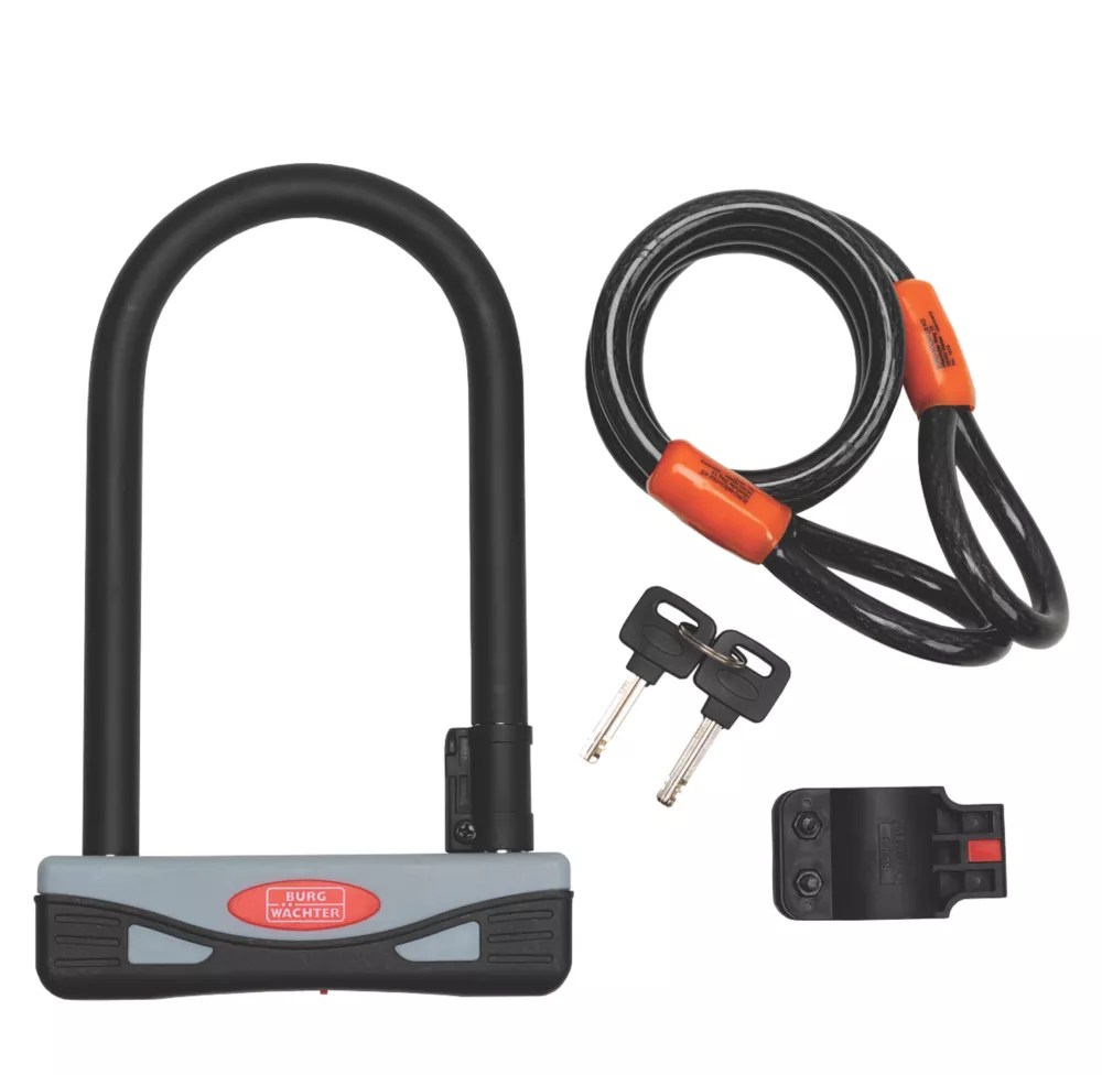 BurgWachter Steel Bike Security Lock & Cable Kit 1.2m x 12mm Screwfix