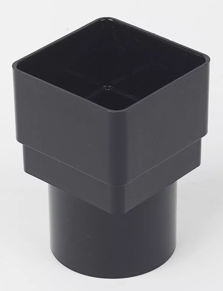 FloPlast Square to Round Rainwater Downpipe Connector Black 65mm Screwfix