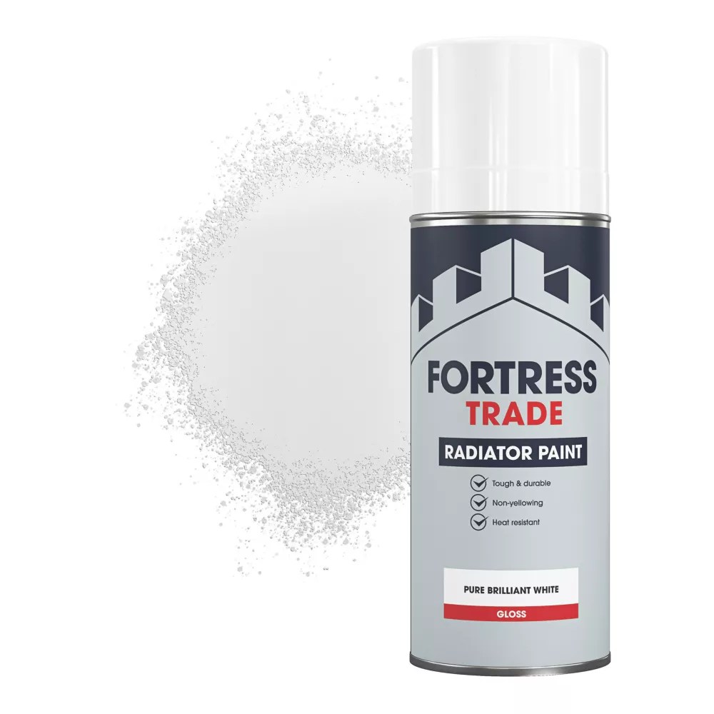 Fortress Trade 400ml White Gloss Heat Resistant Radiator Spray Paint