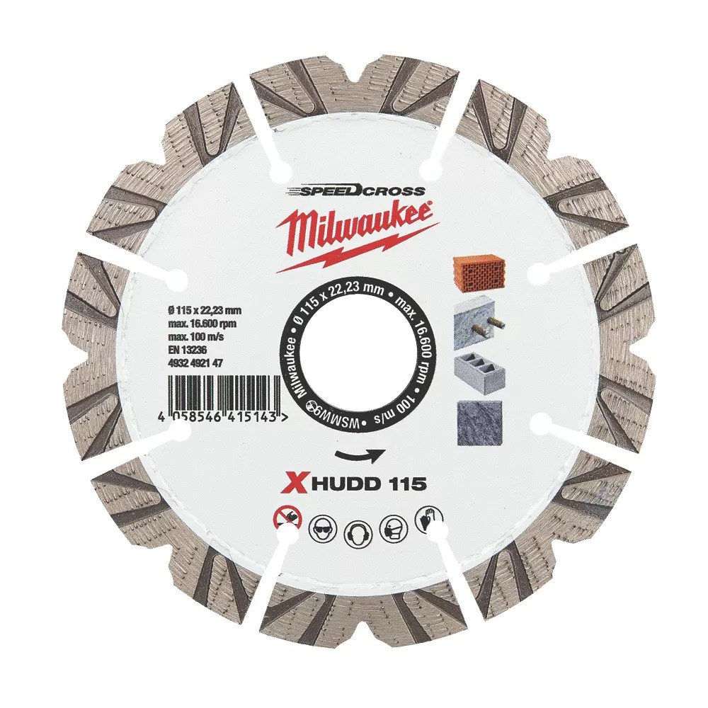 Milwaukee Premium Speedcross XHUDD MultiMaterial Diamond Blade 115mm x 22.23mm Screwfix