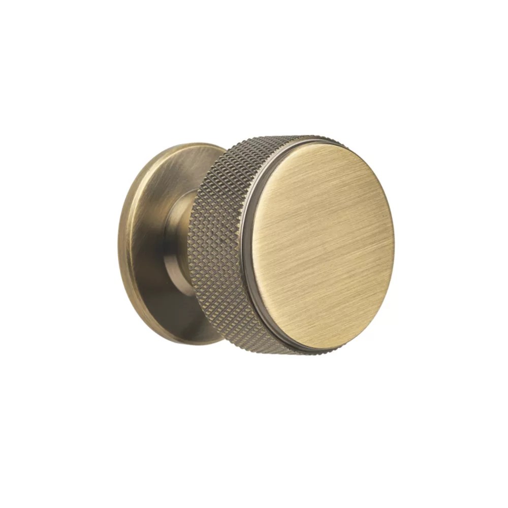 Elite Knobs & Handles Kensington Knurled Knob Antique Brass