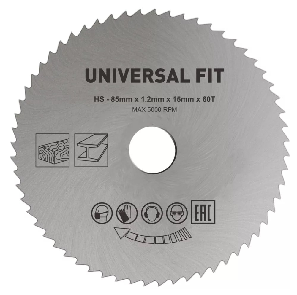 Sheet Steel Circular Saw Blade 85mm x 15mm 60T Screwfix