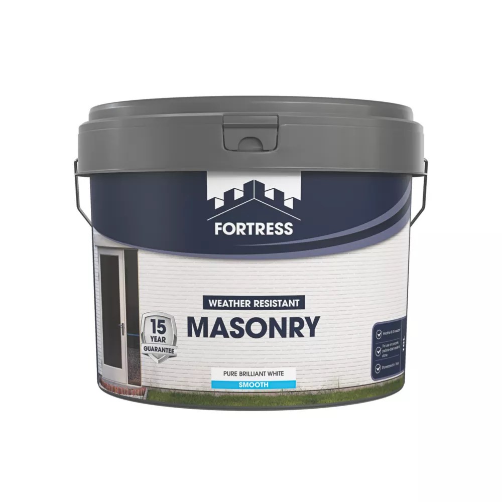 Fortress 10Ltr Smooth White Masonry Paint Screwfix