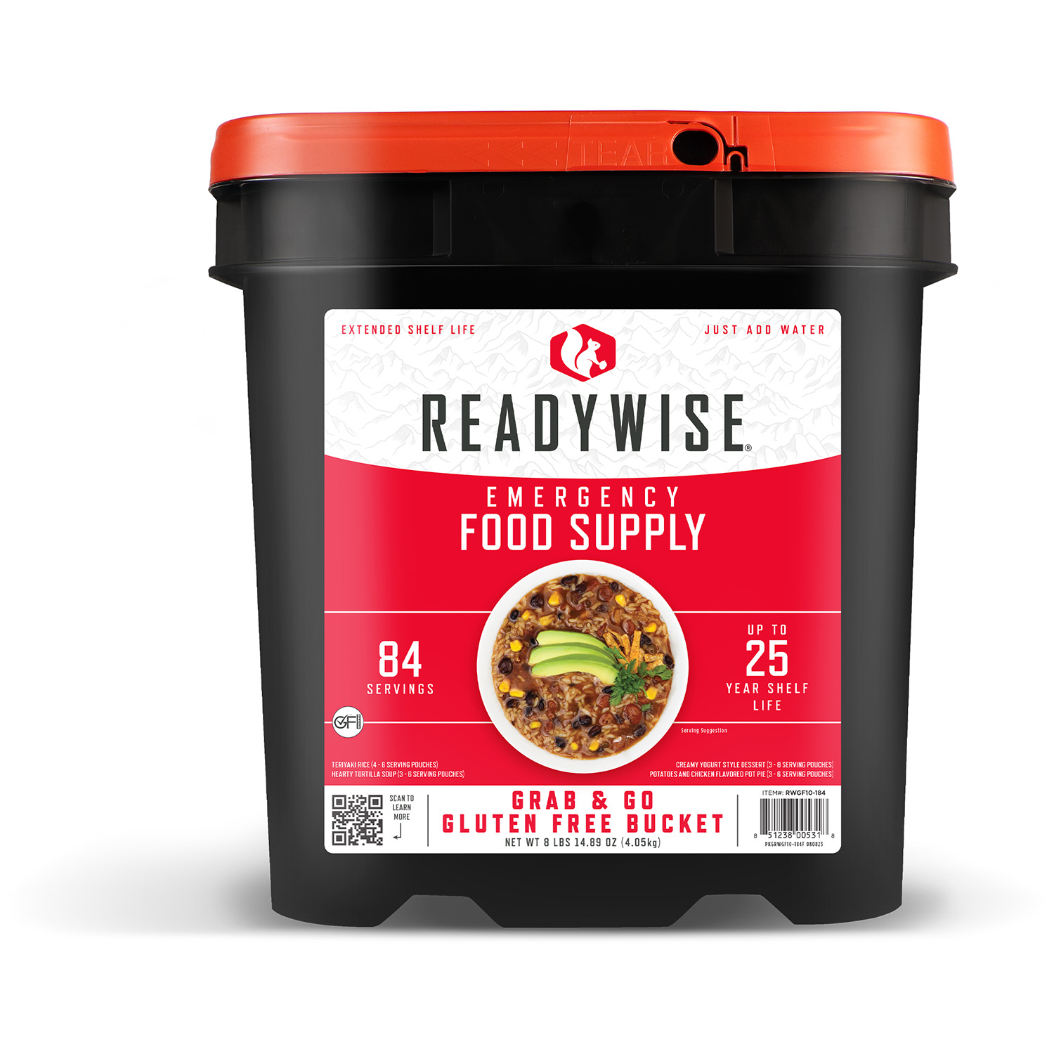 ReadyWise RWGF01184 Gluten Free Freeze Dried Entrees 84 Servings Per