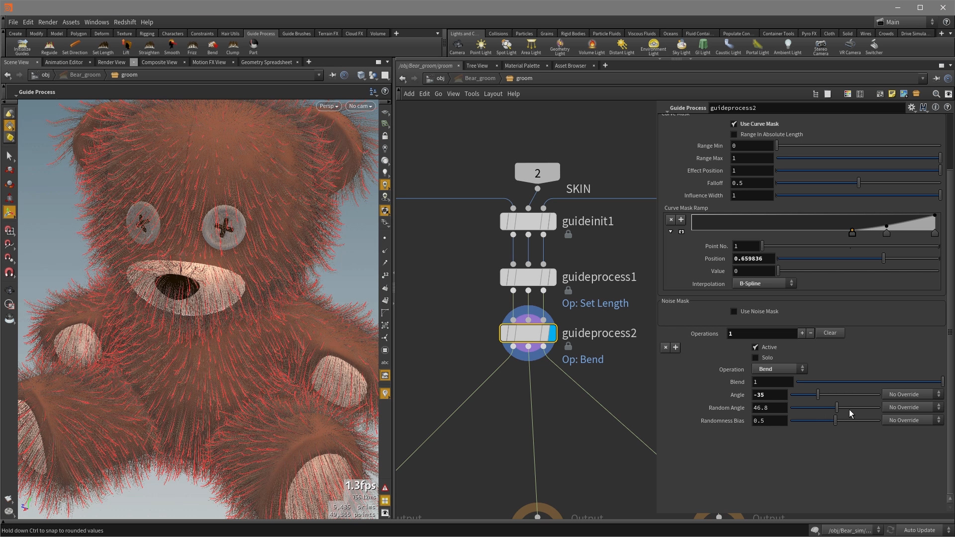 Hair and Fur Guide Process SideFX