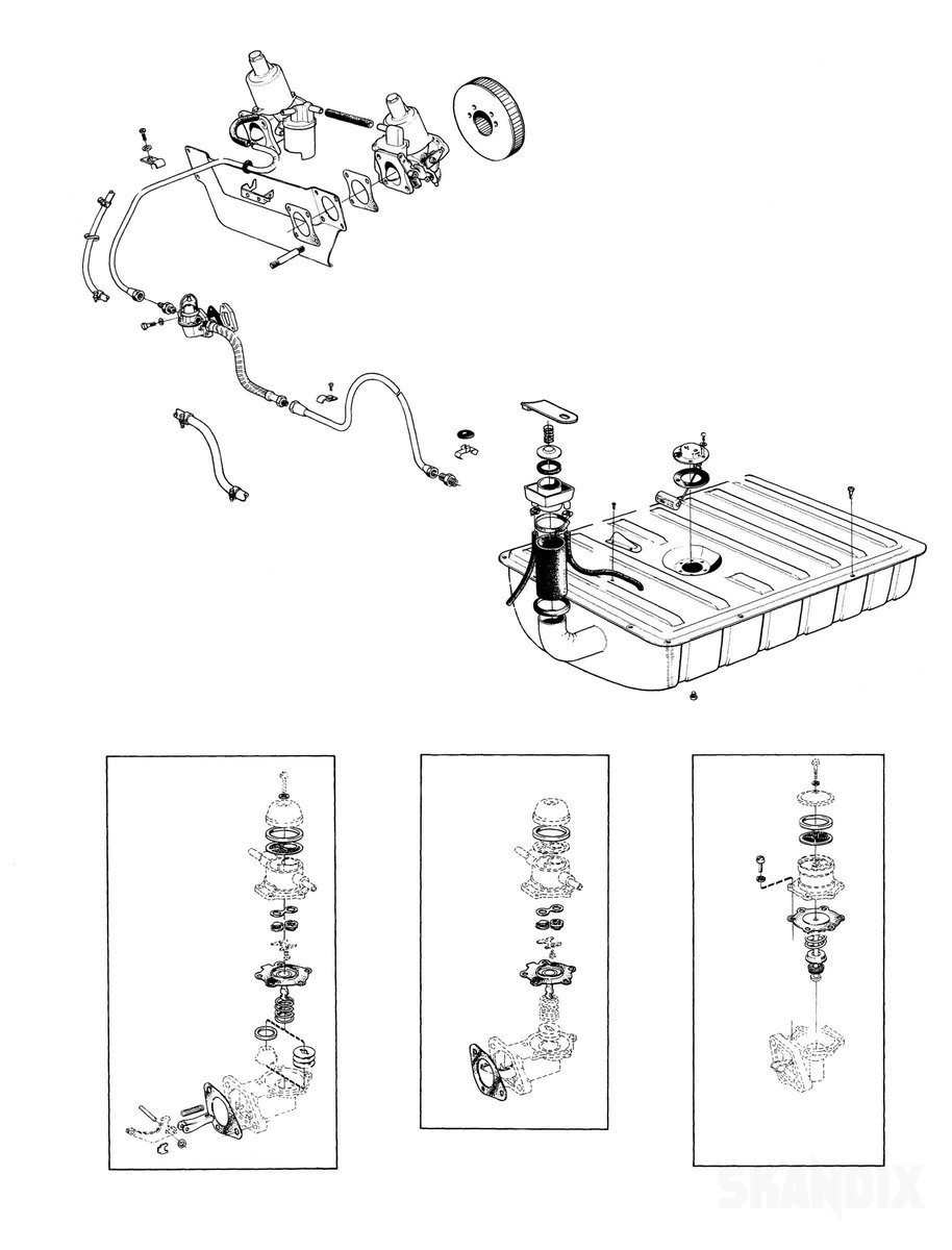 SKANDIX Installation picture Volvo P1800 Fuel tank, Fuel pipe, Fuel