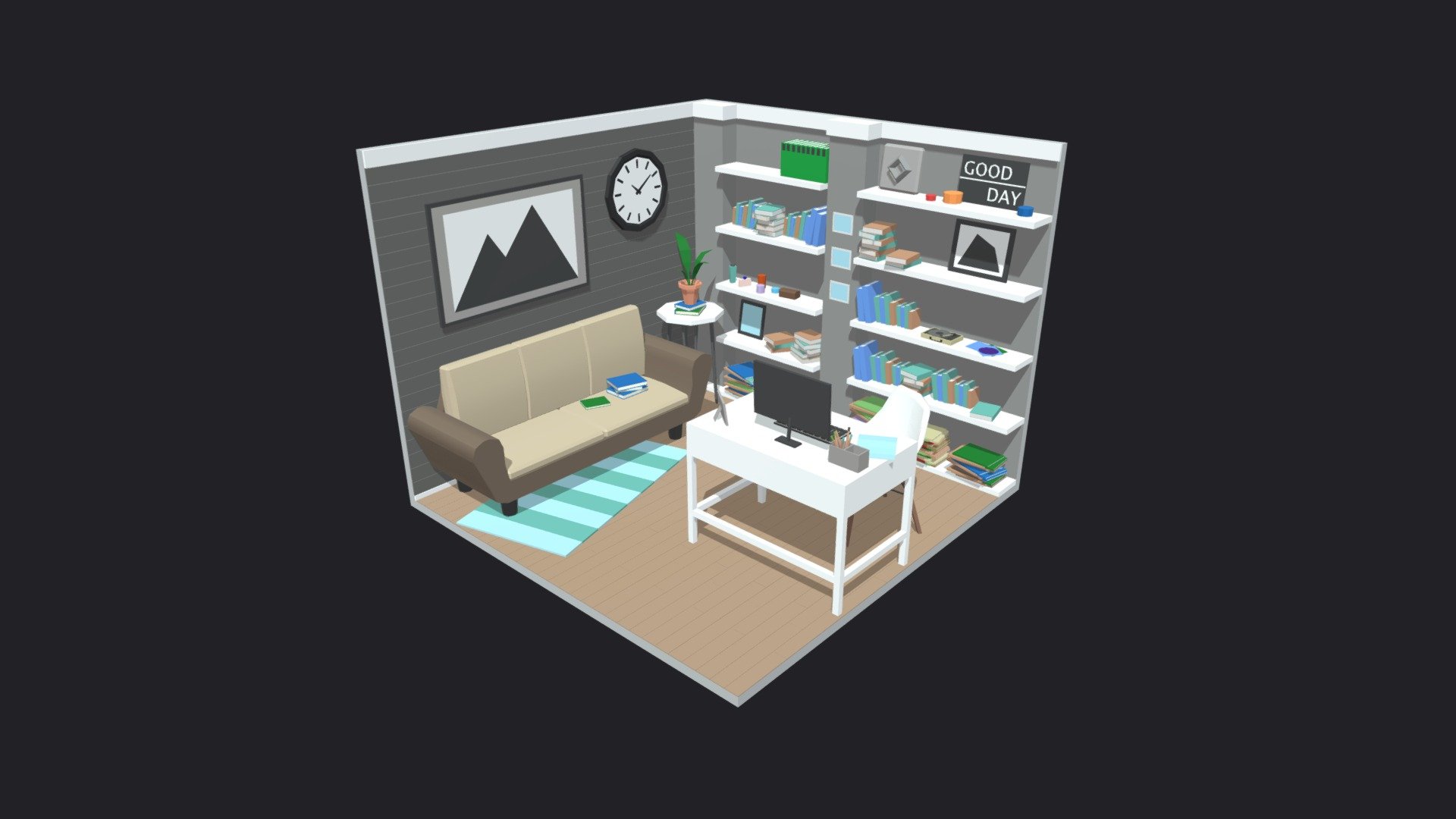 Office Room 15 Lowpoly 3D model Download Free 3D model by Mnostva