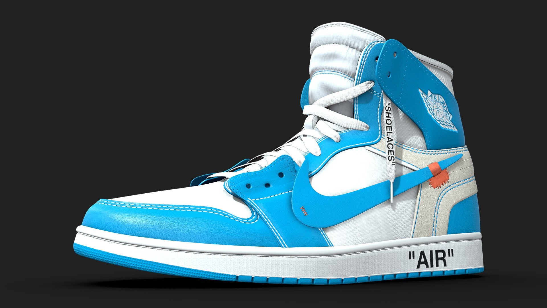 Jordan 1 Off White UNC Buy Royalty Free 3D model by JoeWall