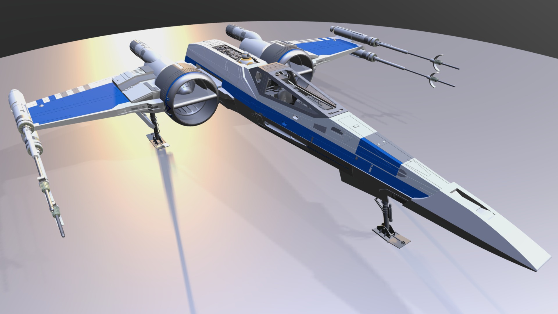 XWing T70 with LANDING GEAR Download Free 3D model by El XWing