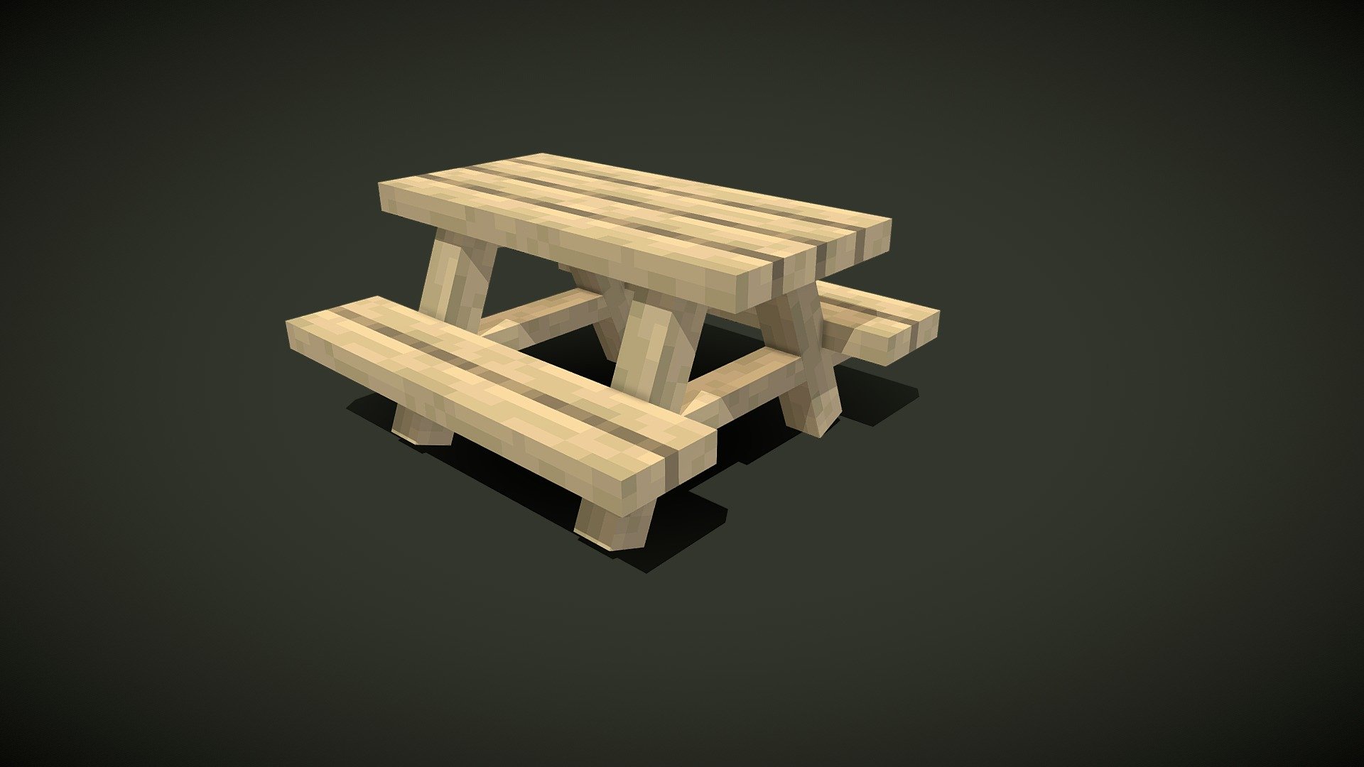 Simple Minecraft Park or Picnic Bench 3D model by theunknowndad