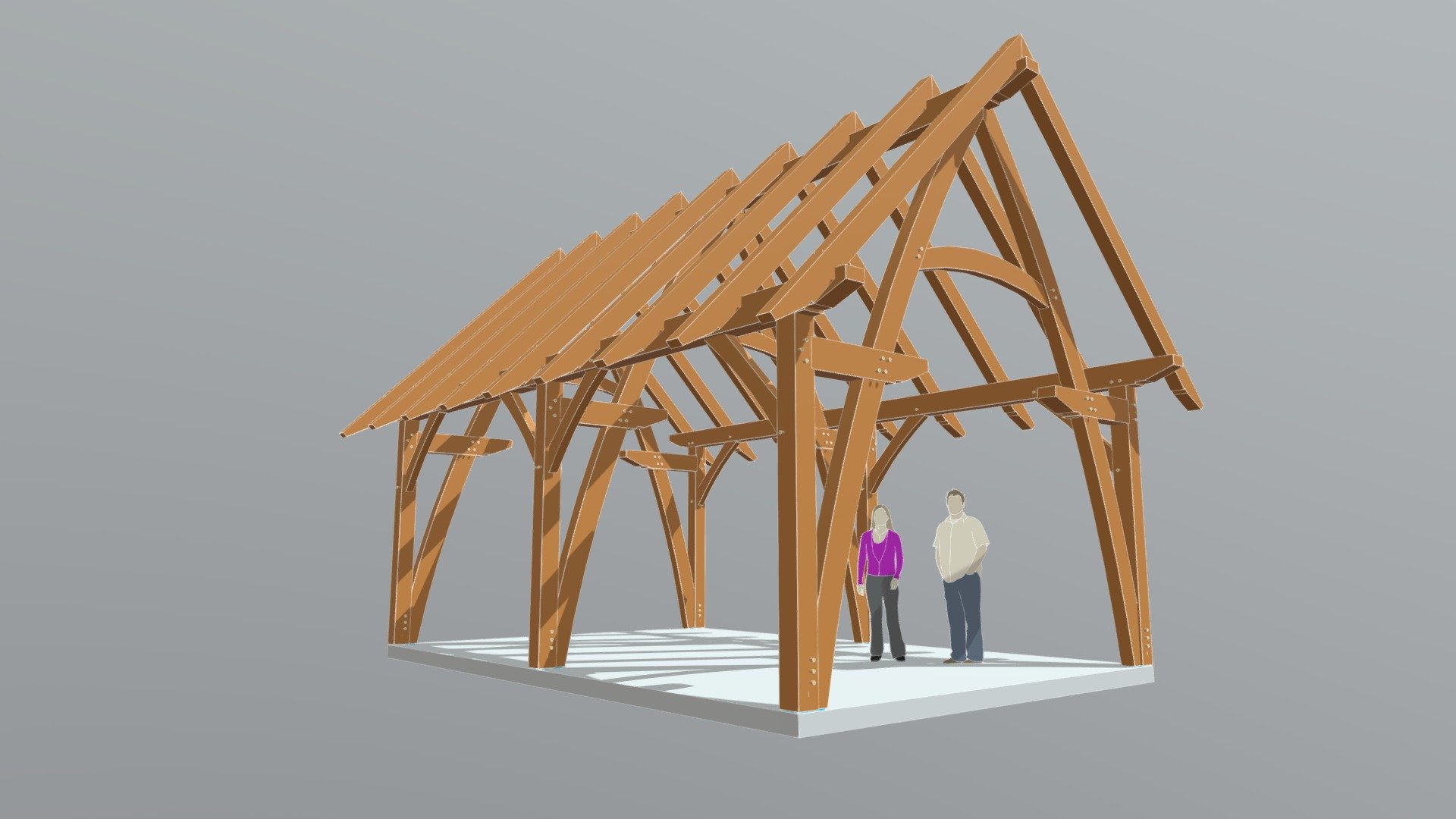 16x24 Cruck Timber Frame 3D model by Timber Frame HQ (timberframehq