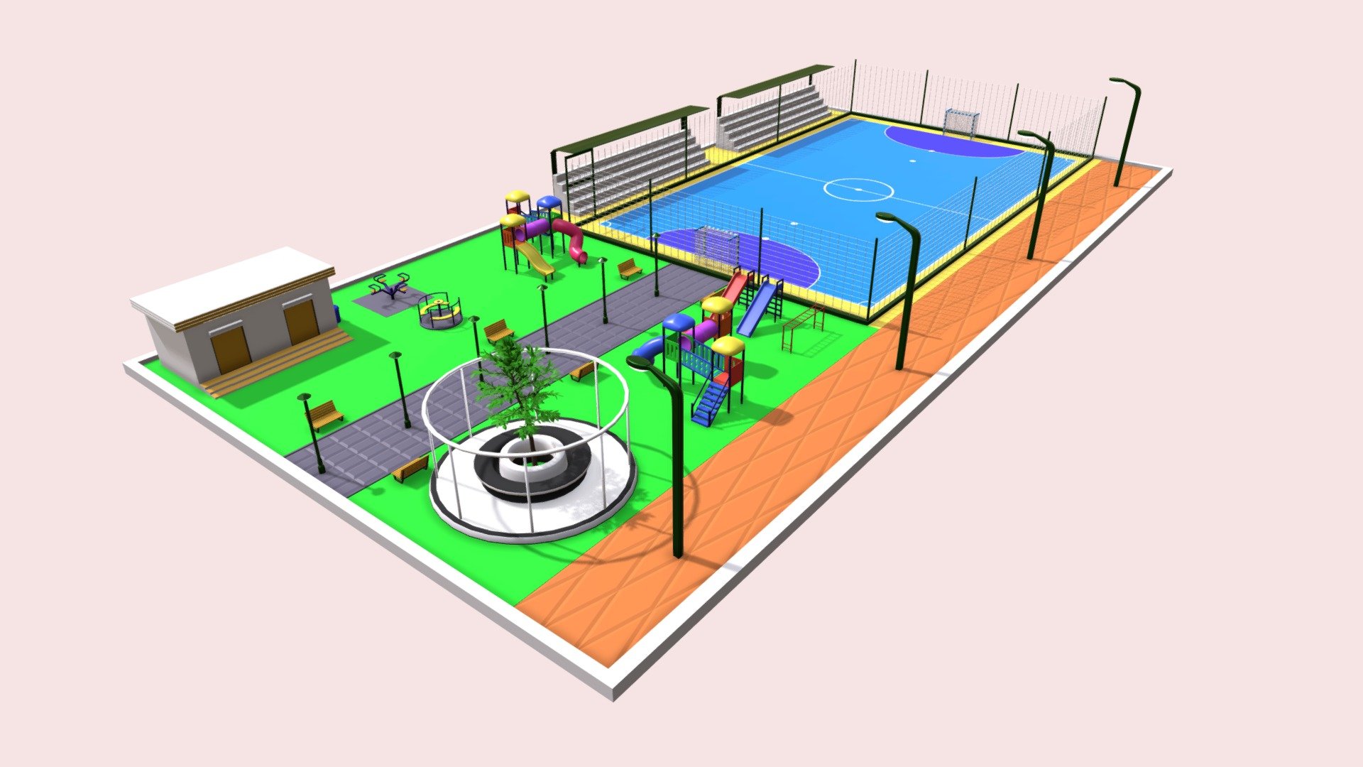 Playground Children's park 3D Buy Royalty Free 3D model by Shin