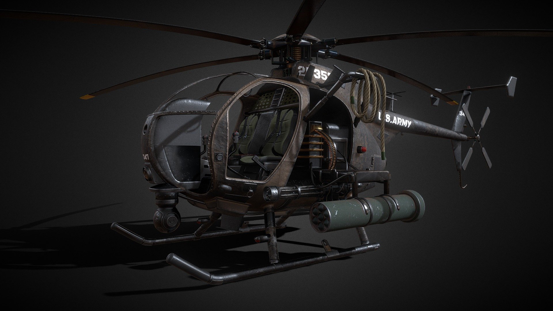 Attack Military Helicopter (MH6 Little Bird) Buy Royalty Free 3D