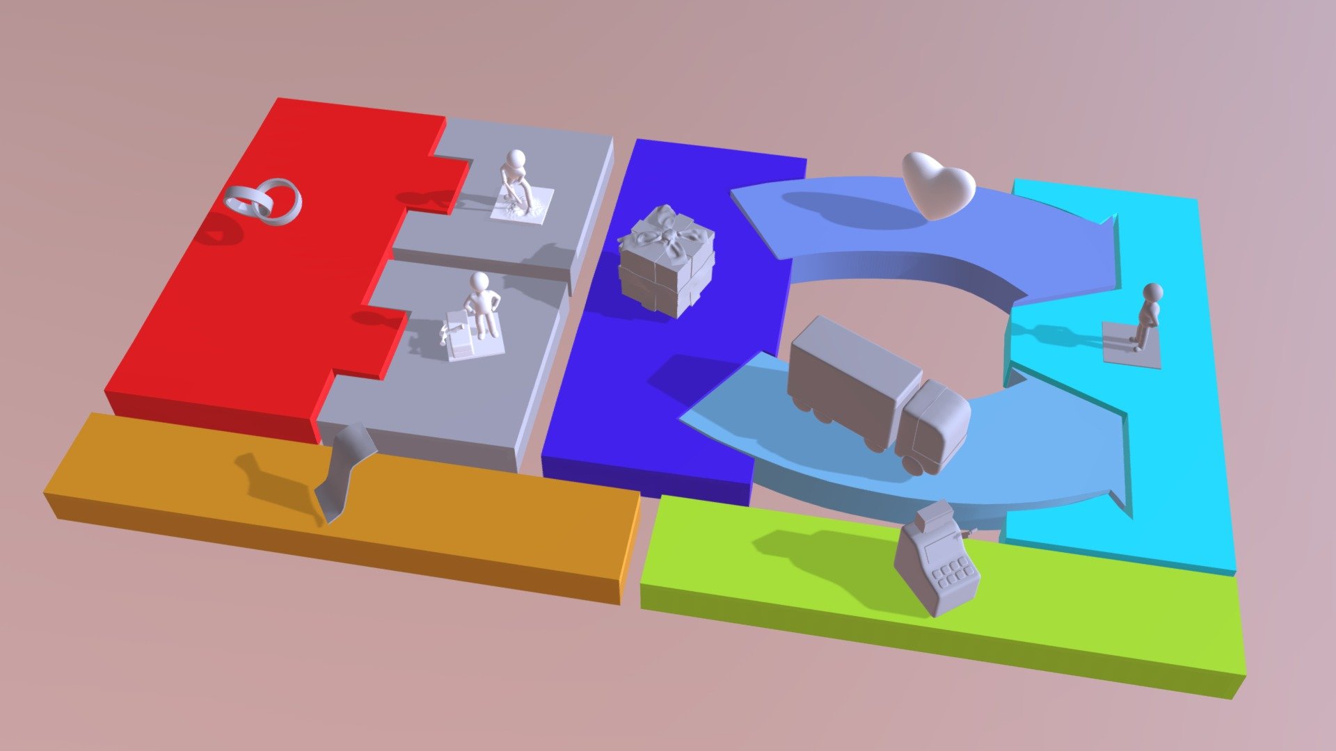 Business Model Canvas 3D 3D model by Coffee Hangover Studio